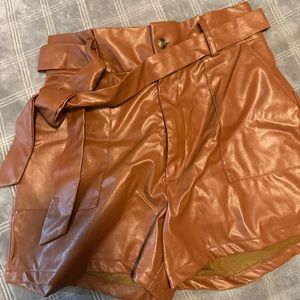 Faux leather shorts